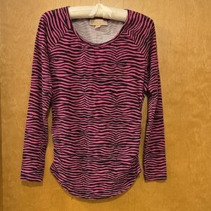 Michael Kors Pink Zebra Long Sleeve Top